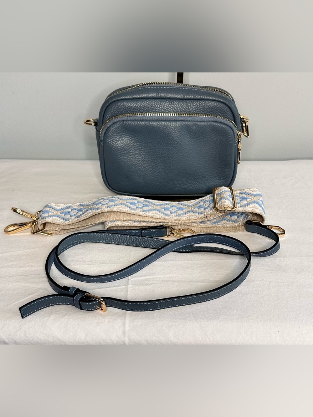 Pom Pom London Original crossbody bag in slate blue